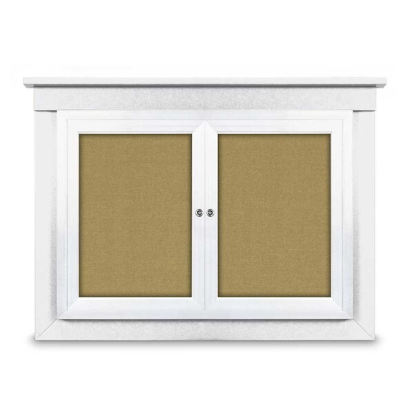 60"x36" 2-Door Enclosed Letterboard, Header, Blue Vinyl/Cherry
